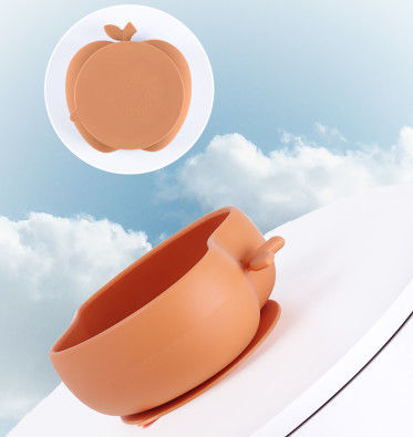 실용적인 실리콘 그릇 SuctionApple 실리콘 보충 식품 그릇 아기 미끄럼 방지 식기 그릇